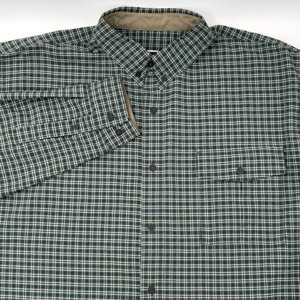 The North Face Shirt Mens XL Green Plaid Button Up Hiking Outdoor Performance